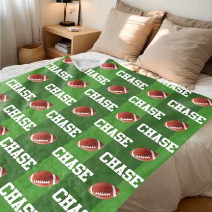 Personalized Football Blanket – Custom Team Name, Player Name & Number