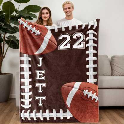 Personalized Football Blanket – Custom Team Name, Player Name & Number