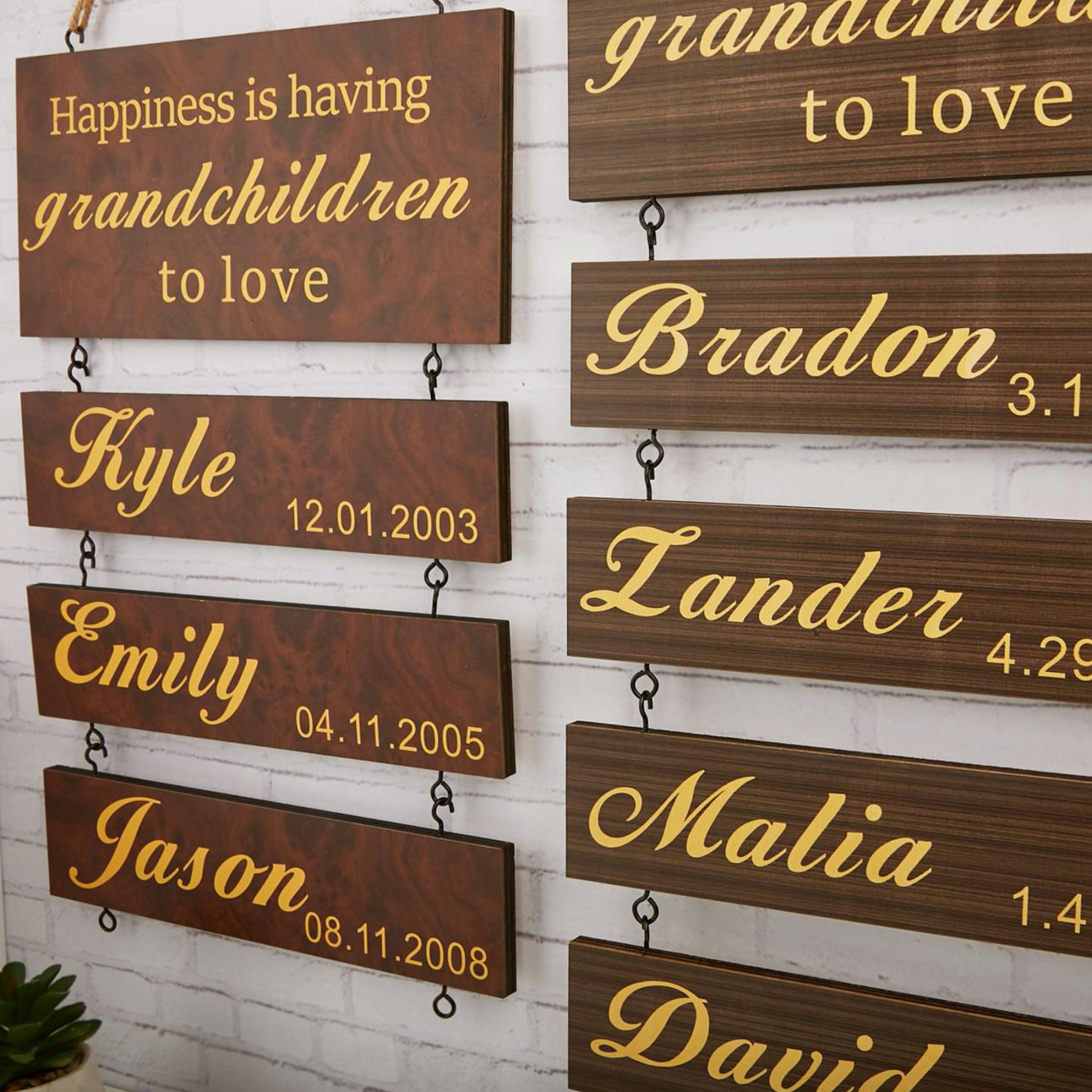 Personalized Grandchildren Sign Custom Grandkids Names and Birthdays Wooden Wall Decor for Grandparents