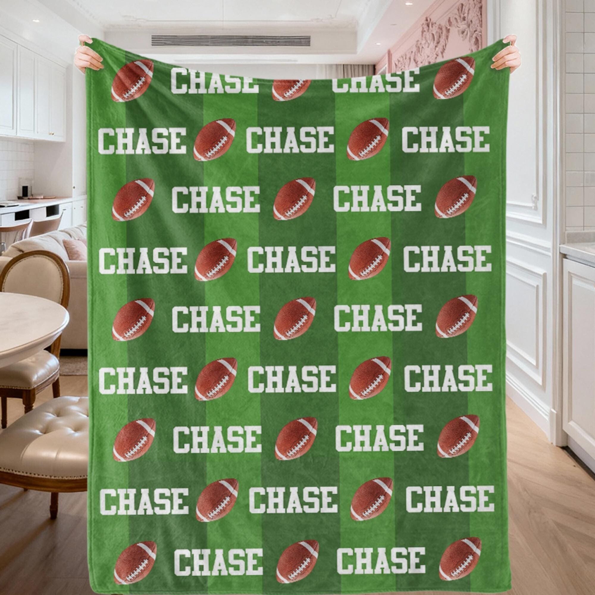 Personalized Football Blanket – Custom Team Name, Player Name & Number