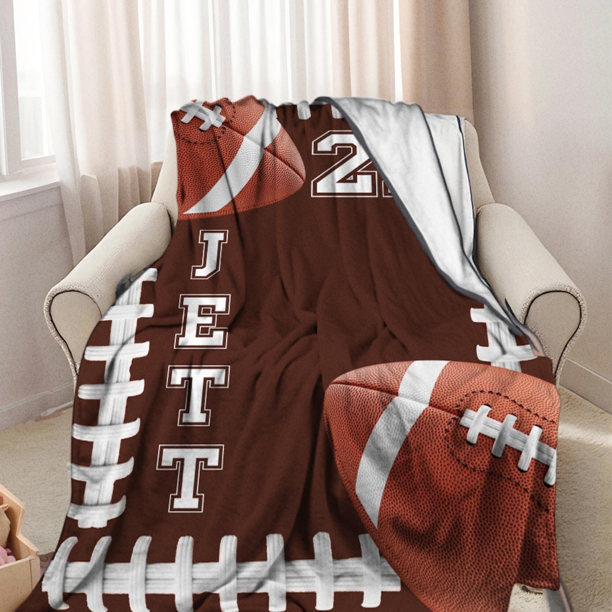 Personalized Football Blanket – Custom Team Name, Player Name & Number