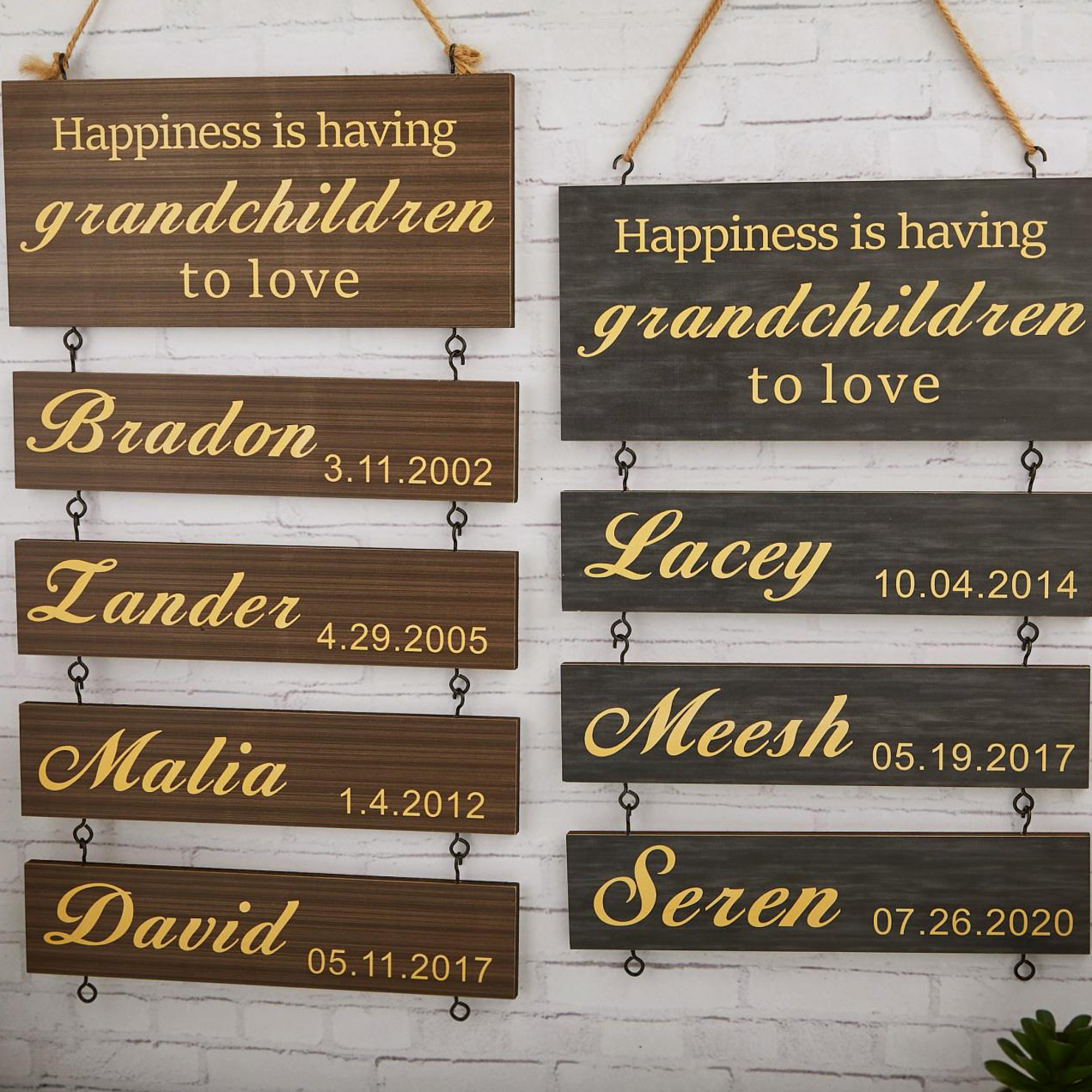 Personalized Grandchildren Sign Custom Grandkids Names and Birthdays Wooden Wall Decor for Grandparents