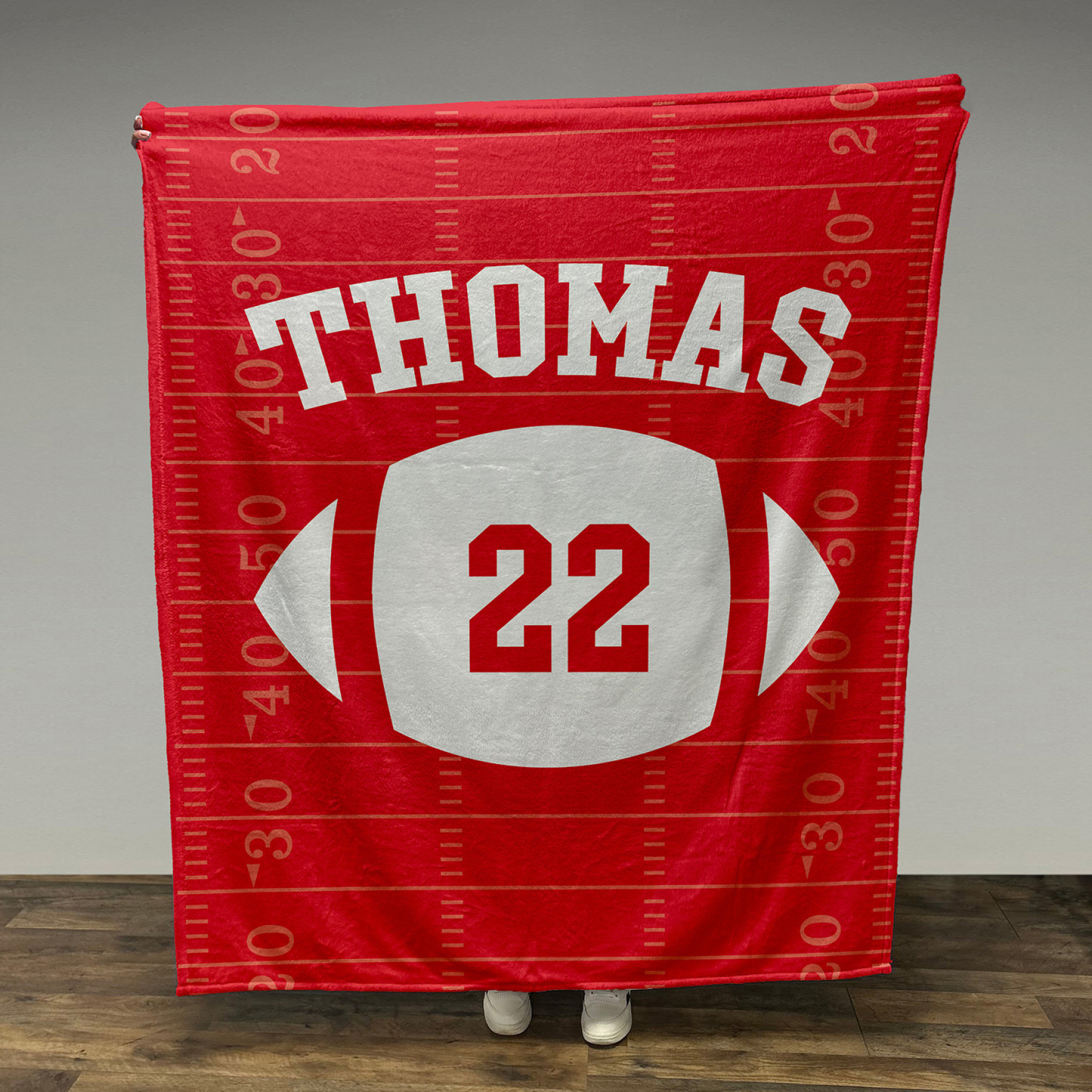 Personalized Football Blanket – Custom Name & Jersey Number, Soft Flannel Fleece, Multiple Sizes