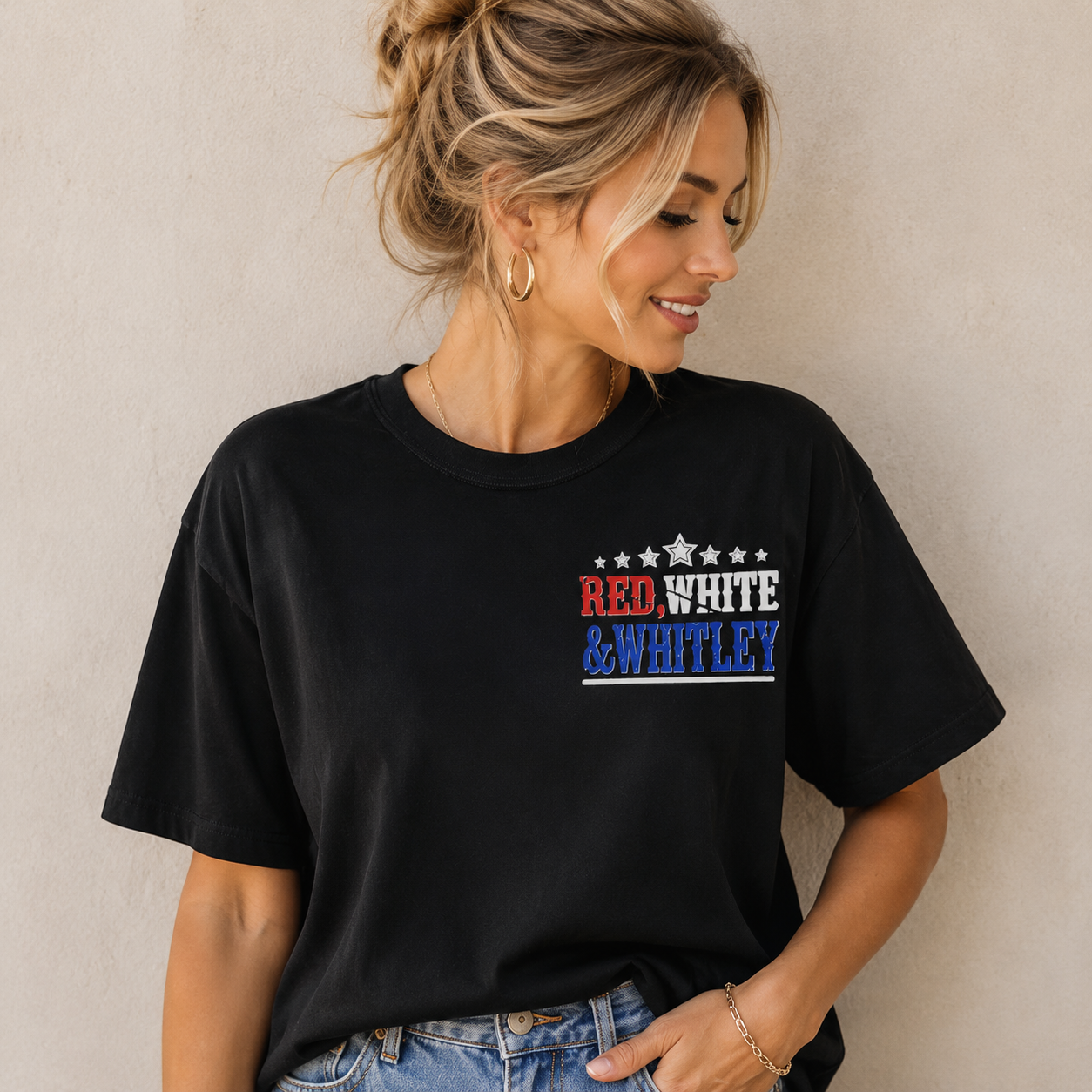 King of Country Vintage Graphic Tee – "Red, White & Whitley" Western Music Oversized Street Style T-Shirt