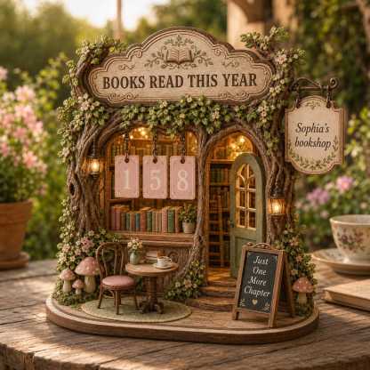 Personalized Book Tracker Wooden Reading Counter Custom Library Decor for Book Lovers and Reading Goals