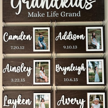 Personalized Grandchildren Wooden Sign Custom Family Names and Birthdays for Grandparents