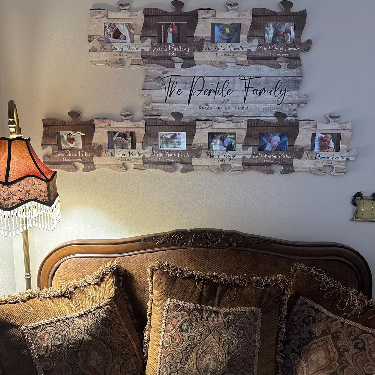 Personalized Family Name Photo Sign Expandable Wooden Wall Decor for Families