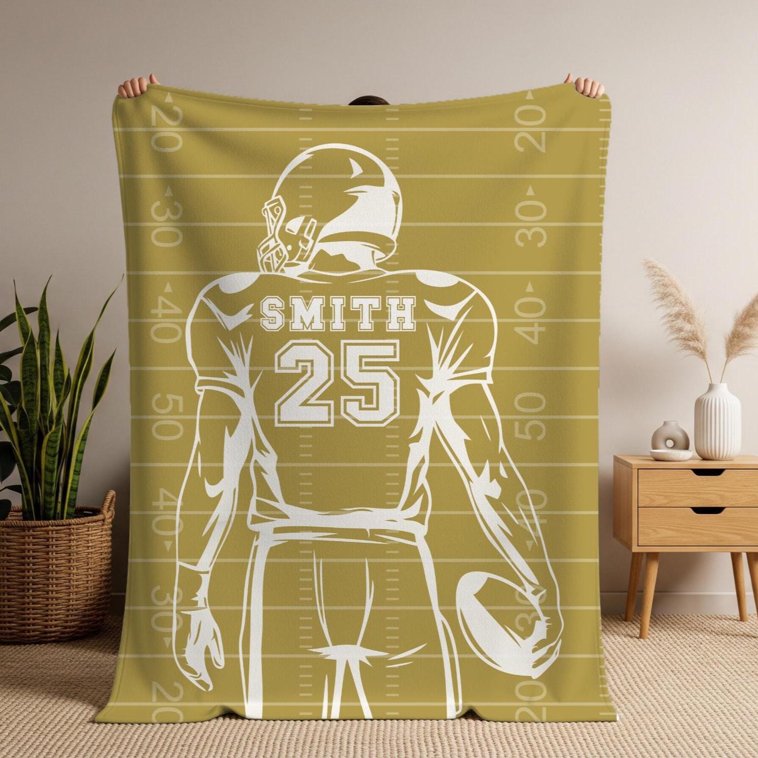 Personalized Football Blanket – Custom Name & Jersey Number