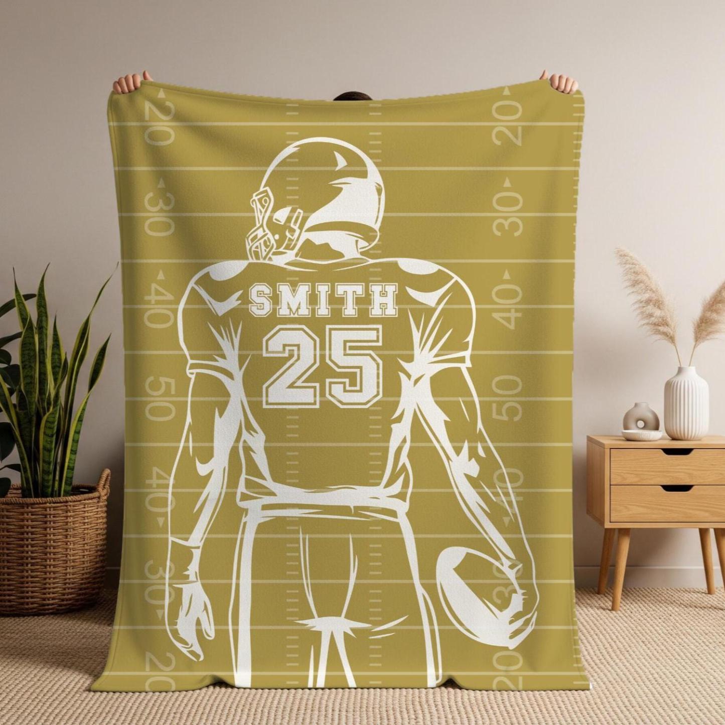 Personalized Football Blanket – Custom Name & Jersey Number