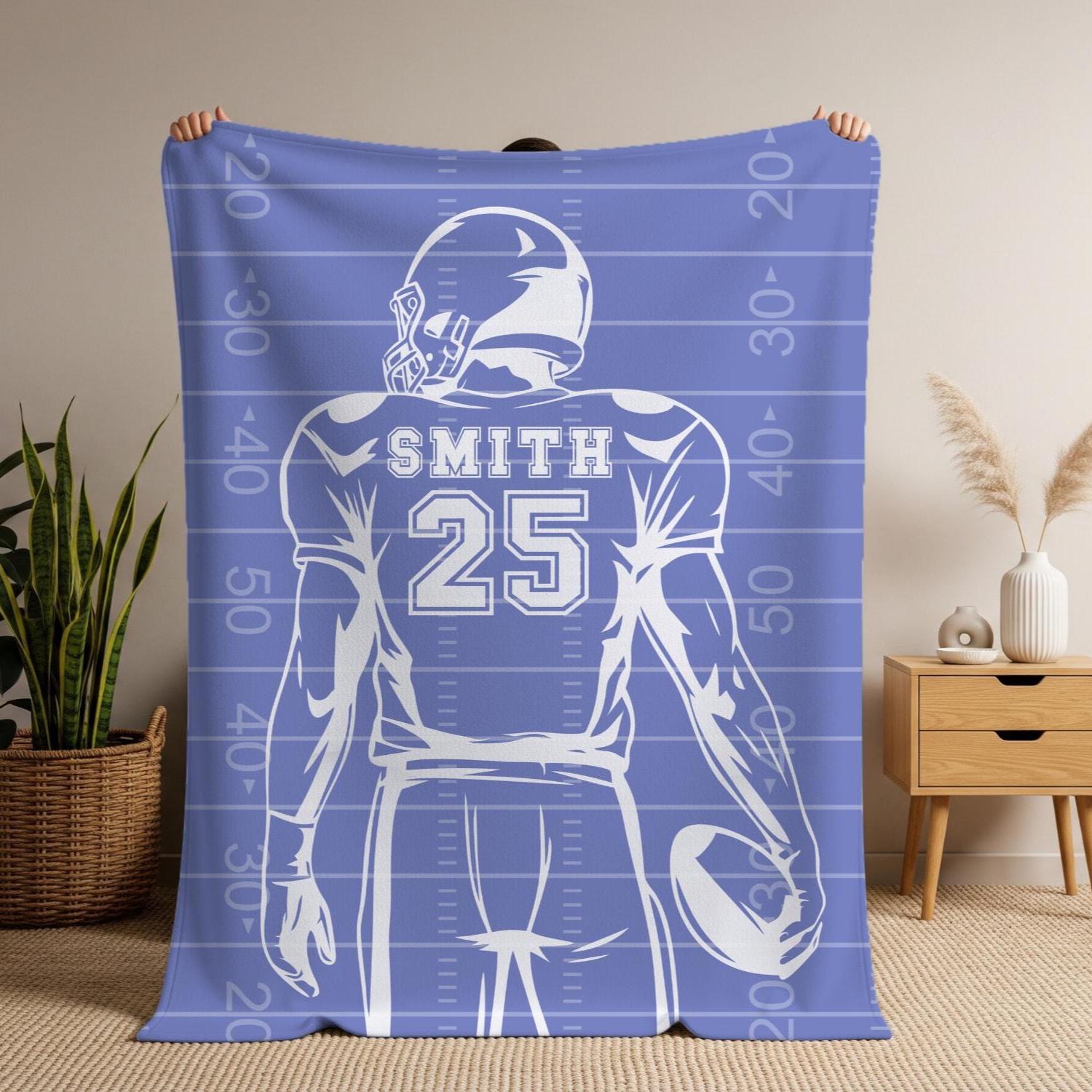 Personalized Football Blanket – Custom Name & Jersey Number