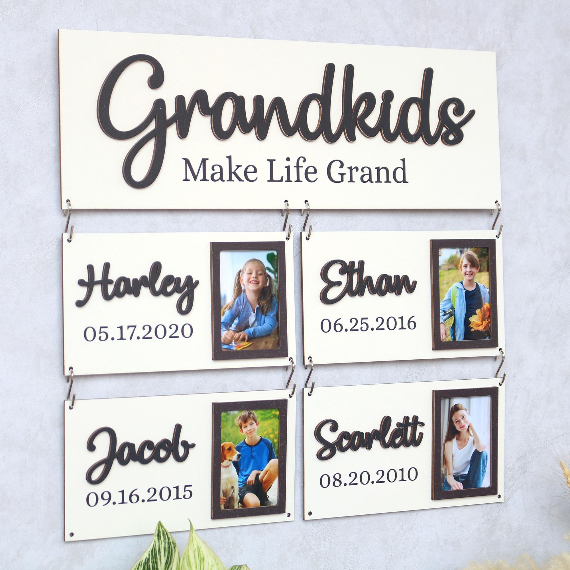 Personalized Grandchildren Wooden Sign Custom Family Names and Birthdays for Grandparents