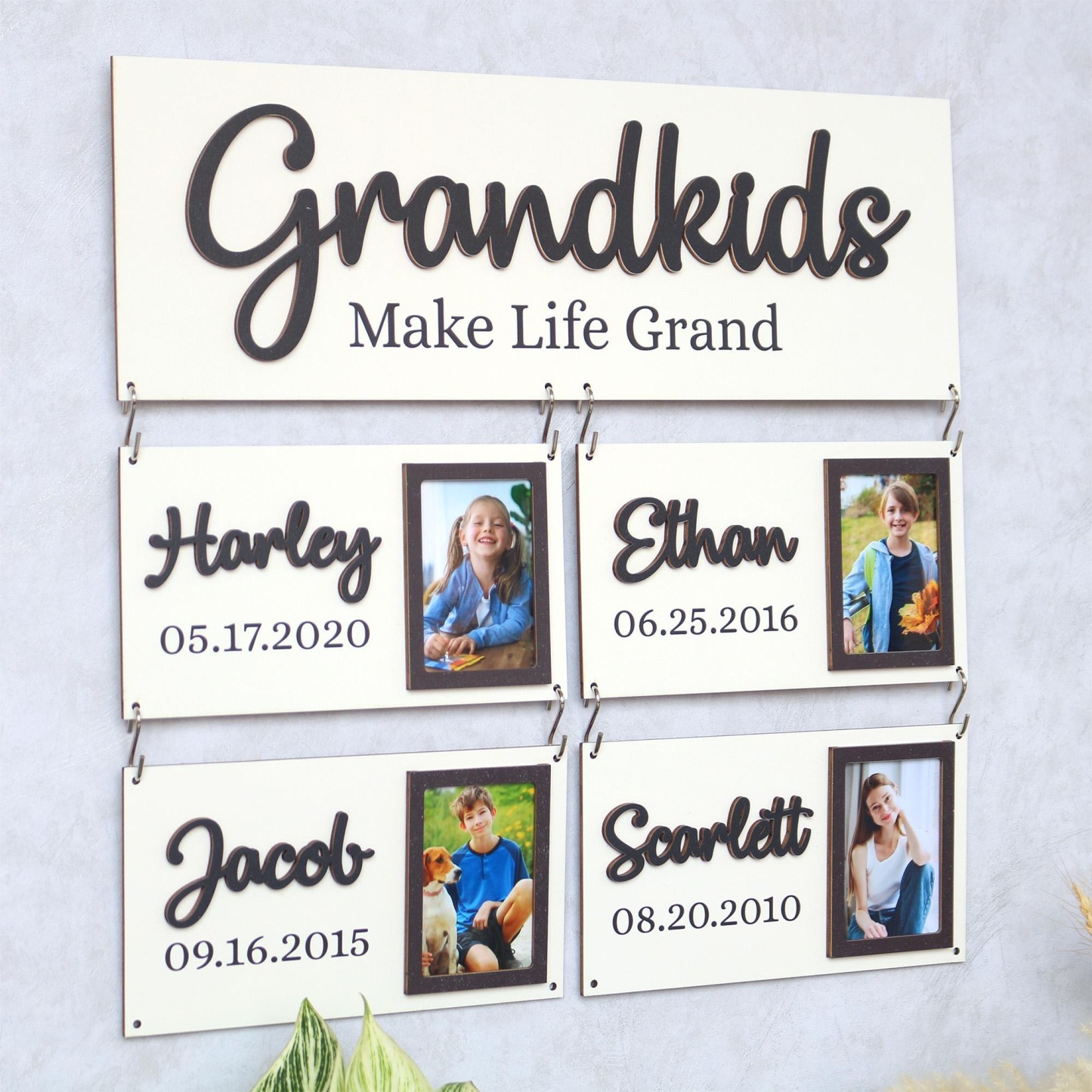 Personalized Grandchildren Wooden Sign Custom Family Names and Birthdays for Grandparents
