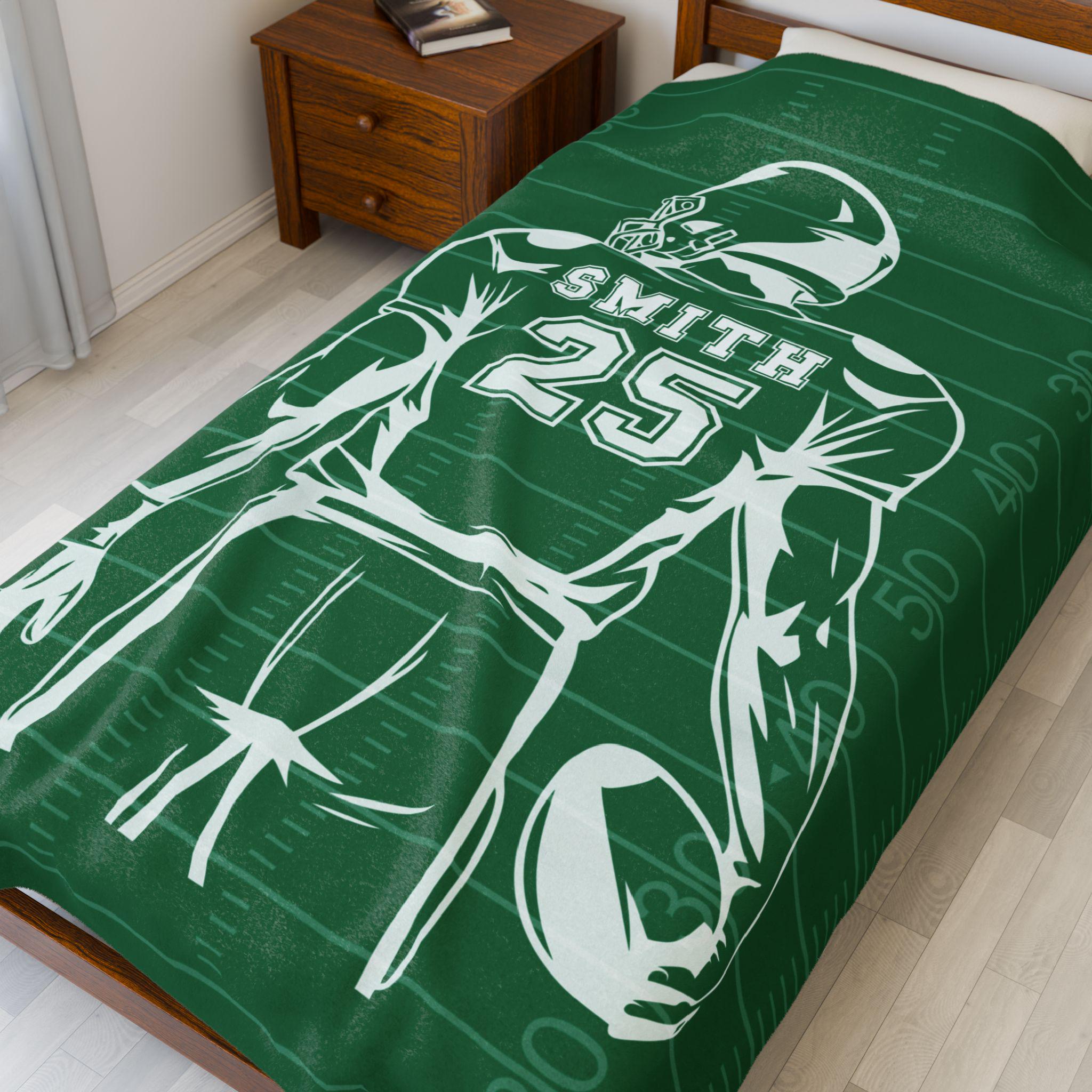 Personalized Football Blanket – Custom Name & Jersey Number