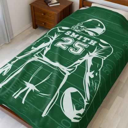 Personalized Football Blanket – Custom Name & Jersey Number