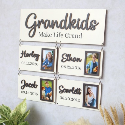 Personalized Grandchildren Wooden Sign Custom Family Names and Birthdays for Grandparents