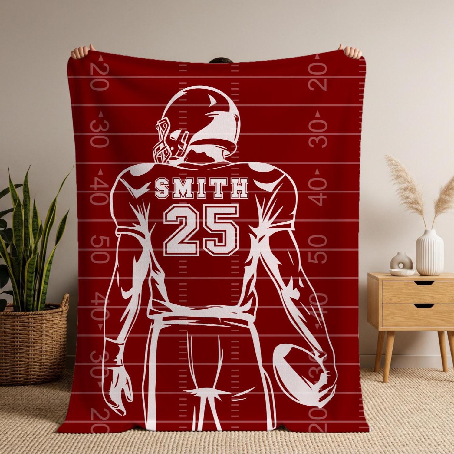 Personalized Football Blanket – Custom Name & Jersey Number