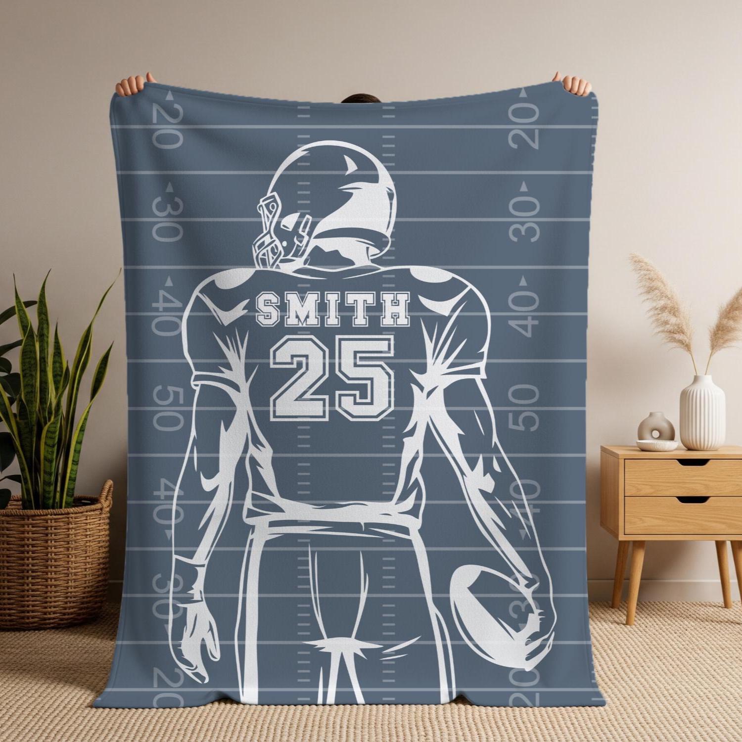 Personalized Football Blanket – Custom Name & Jersey Number