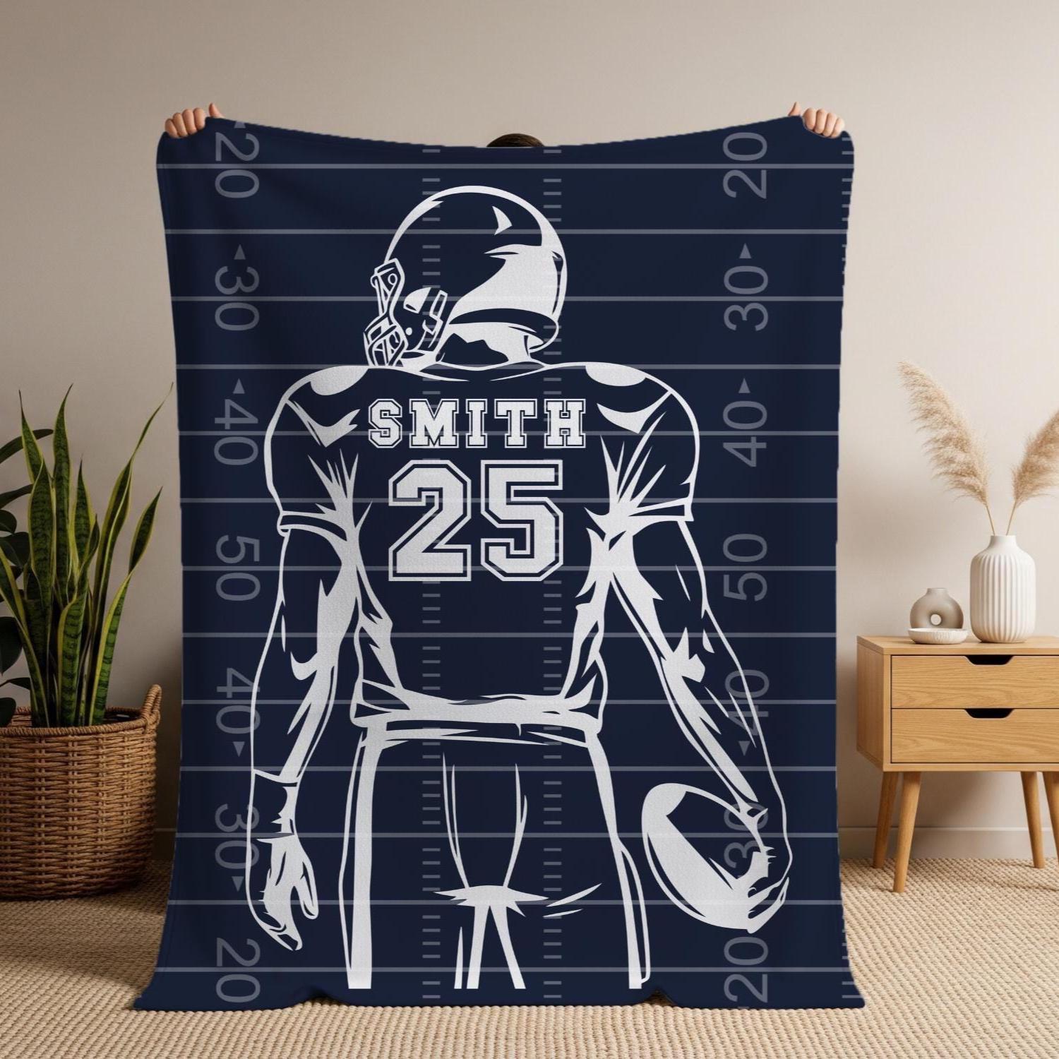 Personalized Football Blanket – Custom Name & Jersey Number