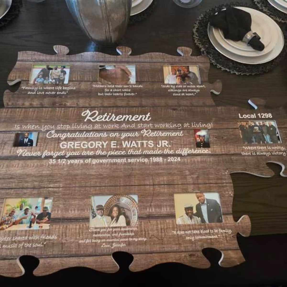 Personalized Family Name Photo Sign Expandable Wooden Wall Decor for Families