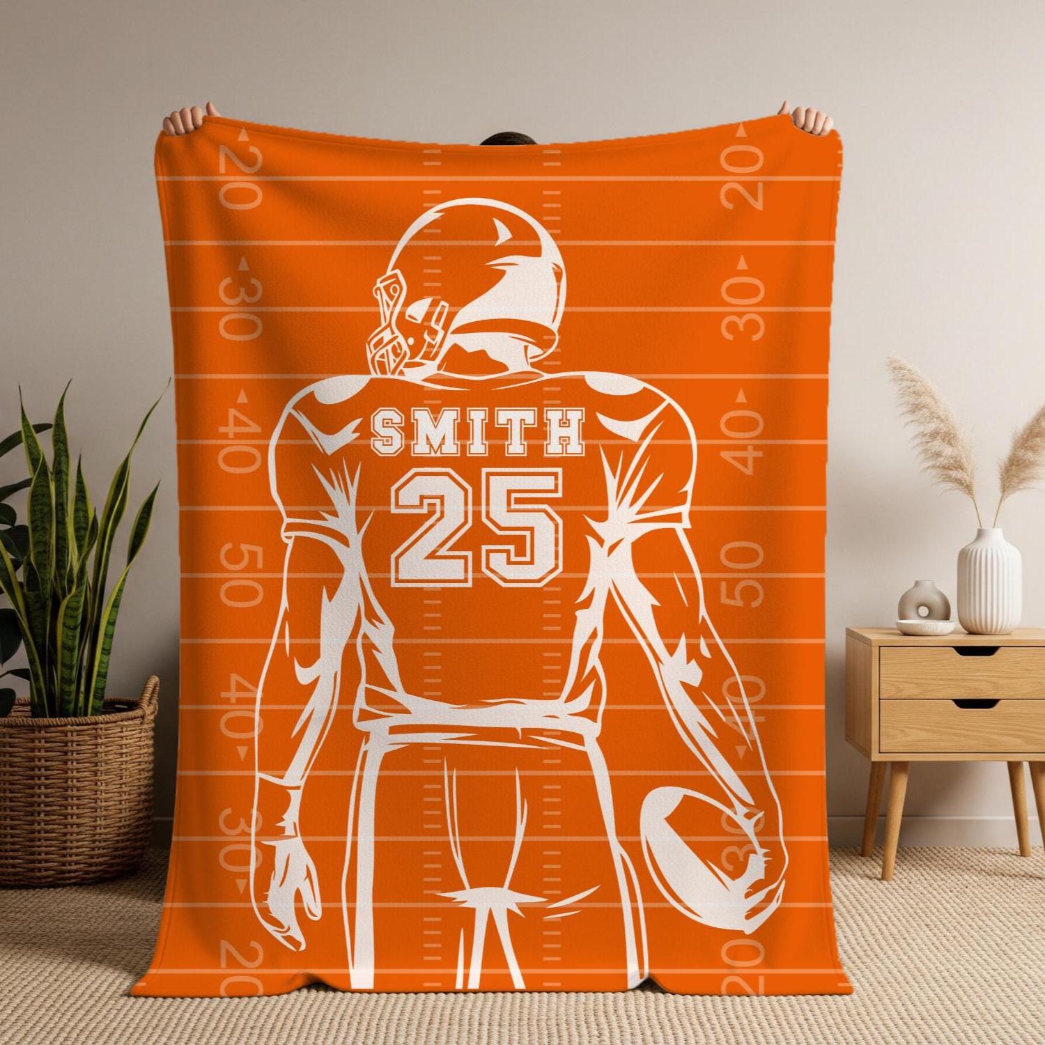 Personalized Football Blanket – Custom Name & Jersey Number