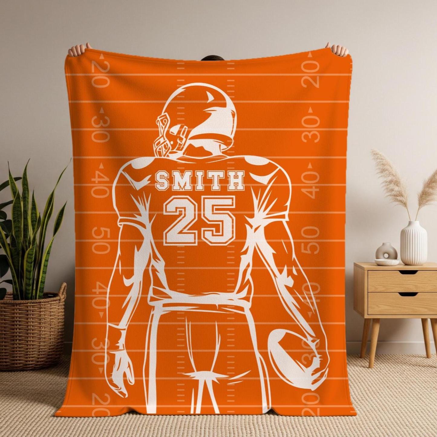 Personalized Football Blanket – Custom Name & Jersey Number