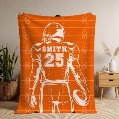 Personalized Football Blanket – Custom Name & Jersey Number