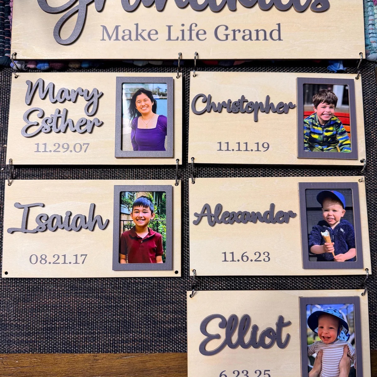 Personalized Grandchildren Wooden Sign Custom Family Names and Birthdays for Grandparents