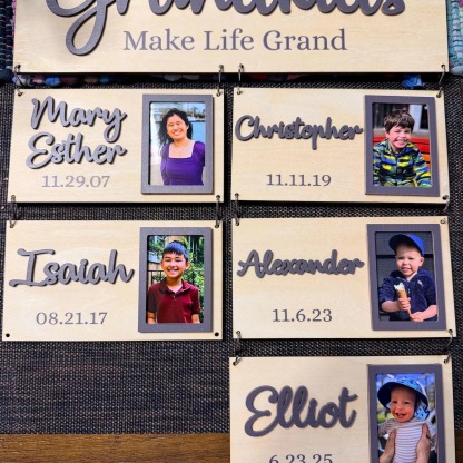 Personalized Grandchildren Wooden Sign Custom Family Names and Birthdays for Grandparents