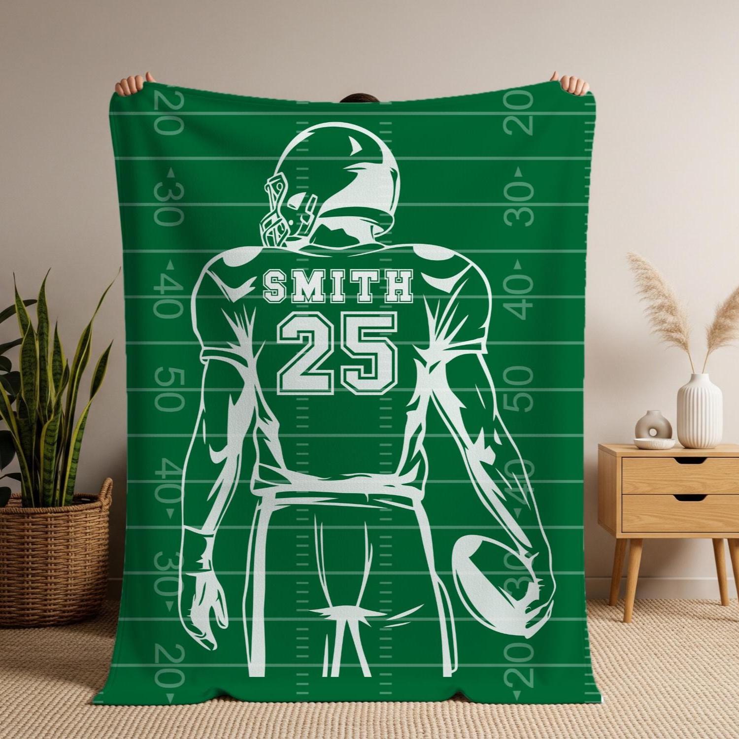Personalized Football Blanket – Custom Name & Jersey Number