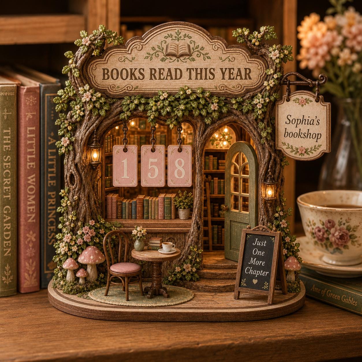 Personalized Book Tracker Wooden Reading Counter Custom Library Decor for Book Lovers and Reading Goals