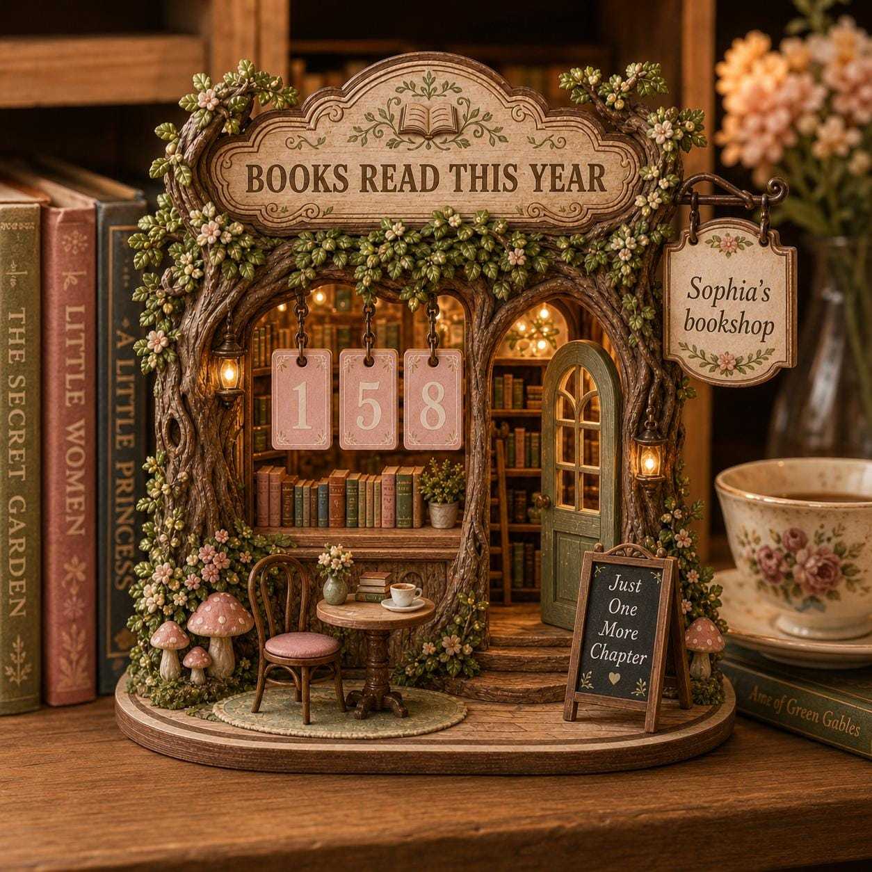 Personalized Book Tracker Wooden Reading Counter Custom Library Decor for Book Lovers and Reading Goals