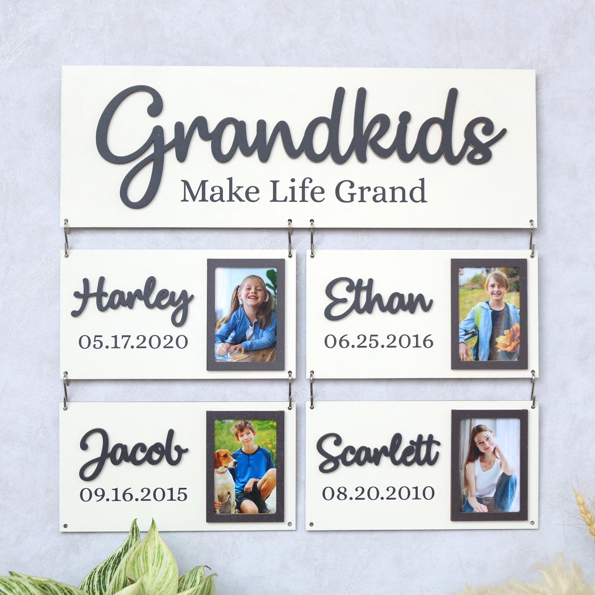 Personalized Grandchildren Wooden Sign Custom Family Names and Birthdays for Grandparents