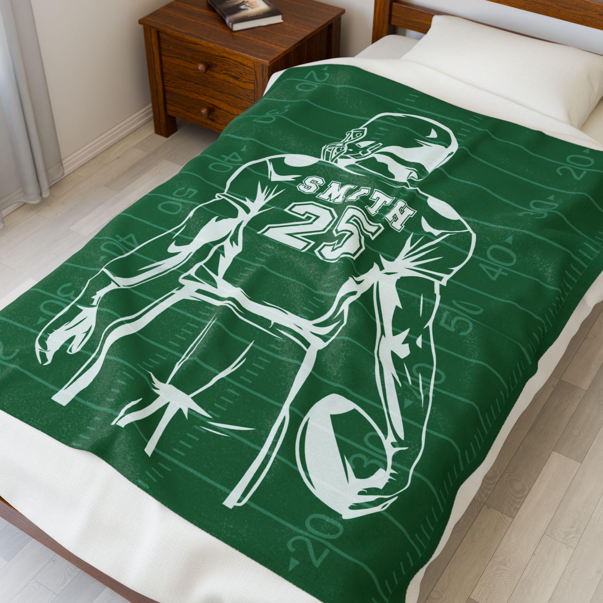 Personalized Football Blanket – Custom Name & Jersey Number
