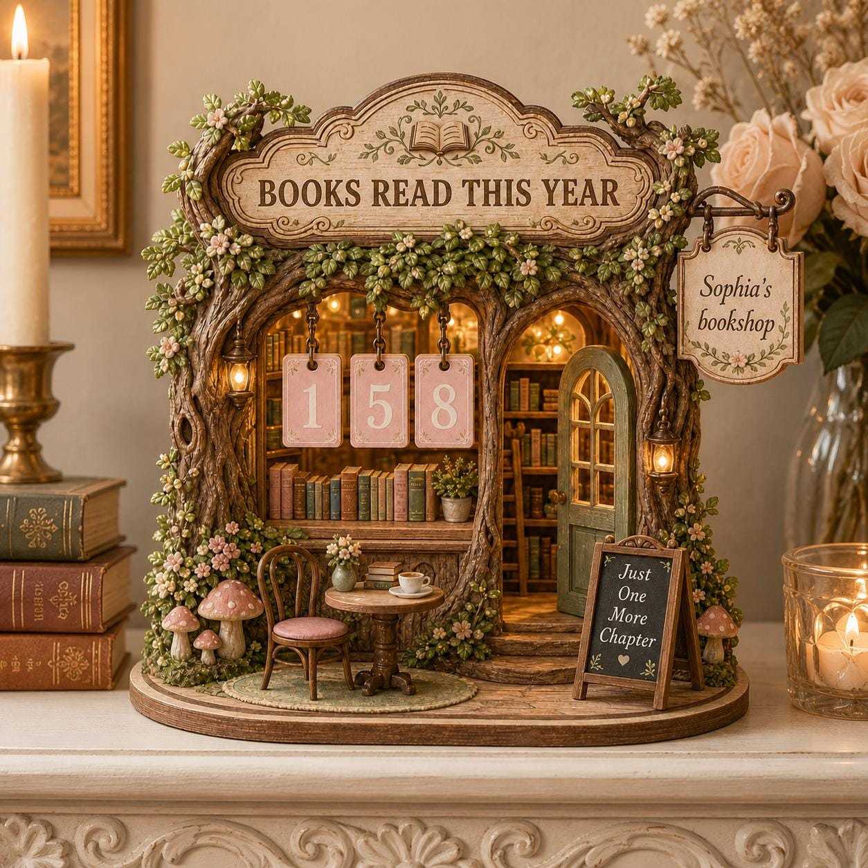Personalized Book Tracker Wooden Reading Counter Custom Library Decor for Book Lovers and Reading Goals