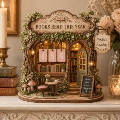 Personalized Book Tracker Wooden Reading Counter Custom Library Decor for Book Lovers and Reading Goals