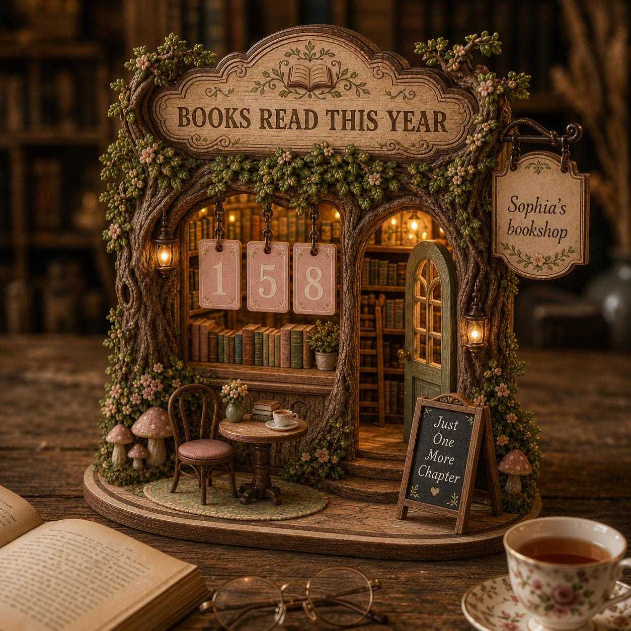 Personalized Book Tracker Wooden Reading Counter Custom Library Decor for Book Lovers and Reading Goals
