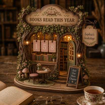 Personalized Book Tracker Wooden Reading Counter Custom Library Decor for Book Lovers and Reading Goals