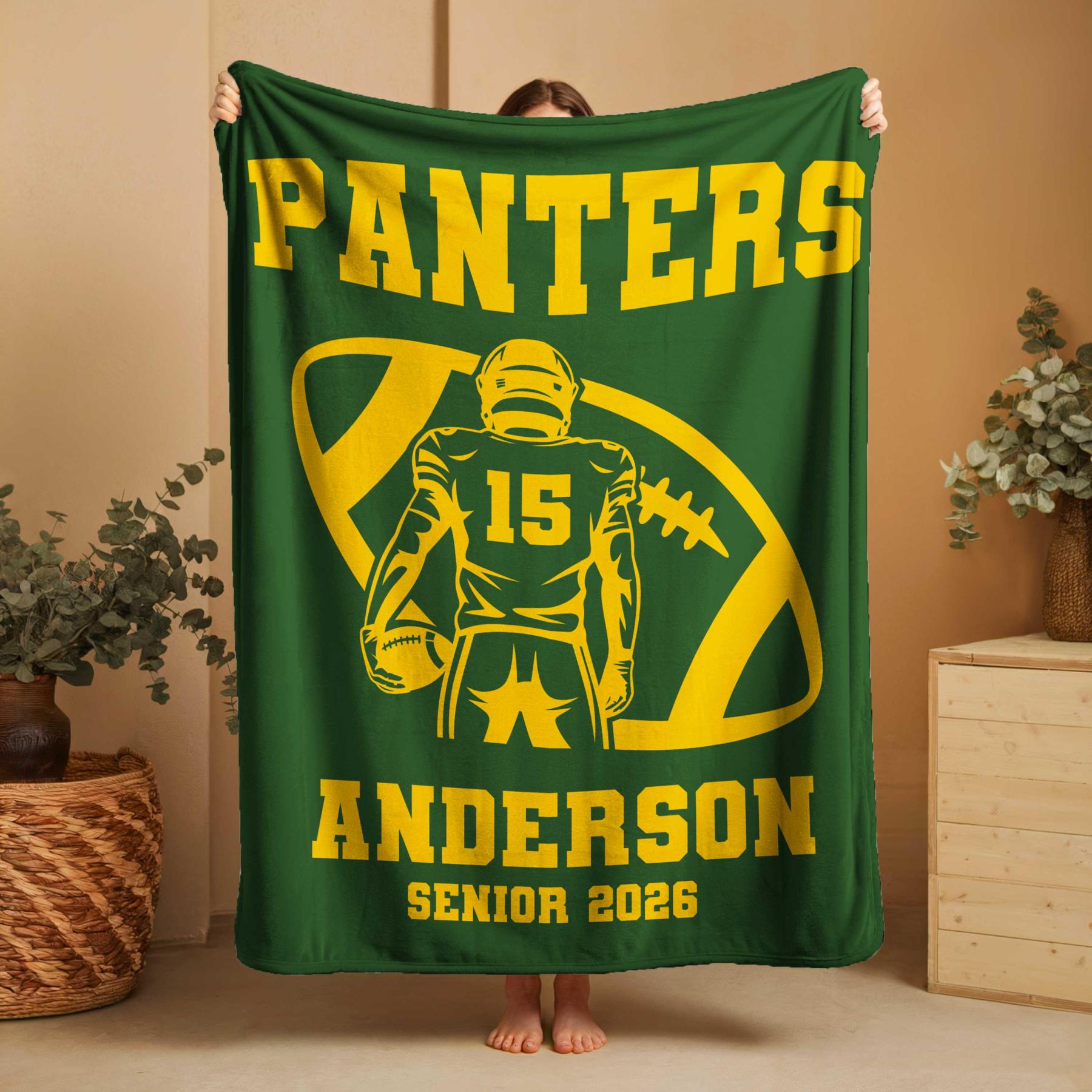 Personalized Football Blanket – Custom Player Name & Number