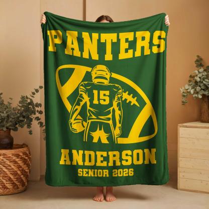 Personalized Football Blanket – Custom Player Name & Number