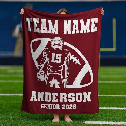 Personalized Football Blanket – Custom Player Name & Number