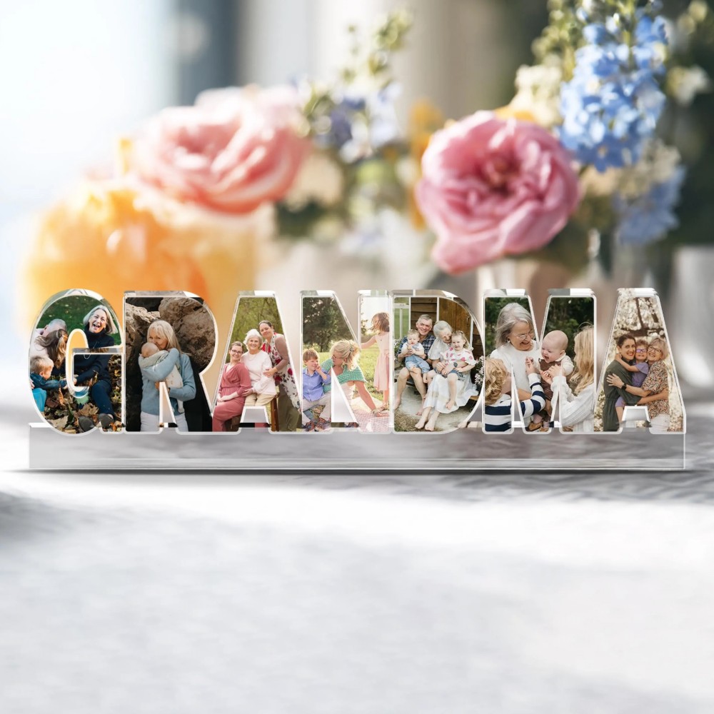 Personalized Grandma Photo Collage Acrylic Block Gift from Grandkids
