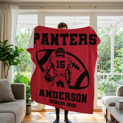 Personalized Football Blanket – Custom Player Name & Number