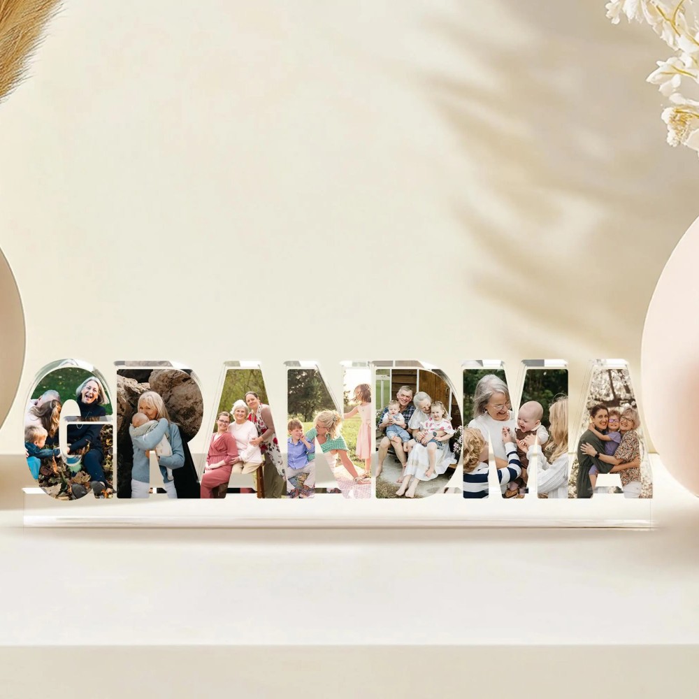 Personalized Grandma Photo Collage Acrylic Block Gift from Grandkids