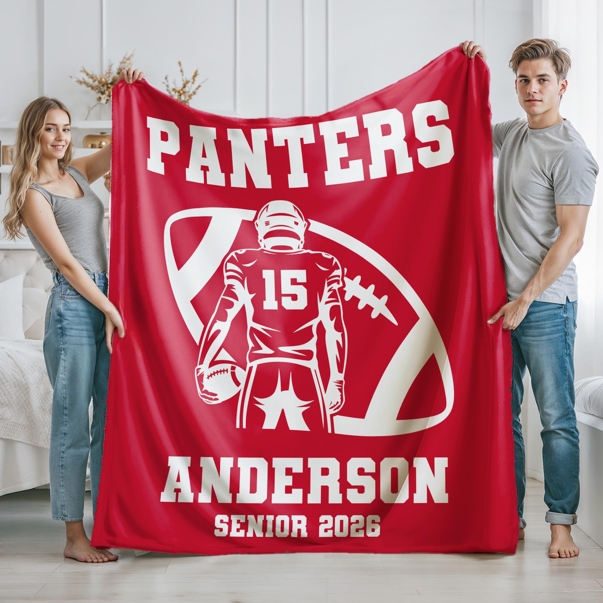 Personalized Football Blanket – Custom Player Name & Number