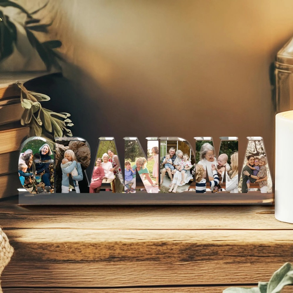 Personalized Grandma Photo Collage Acrylic Block Gift from Grandkids