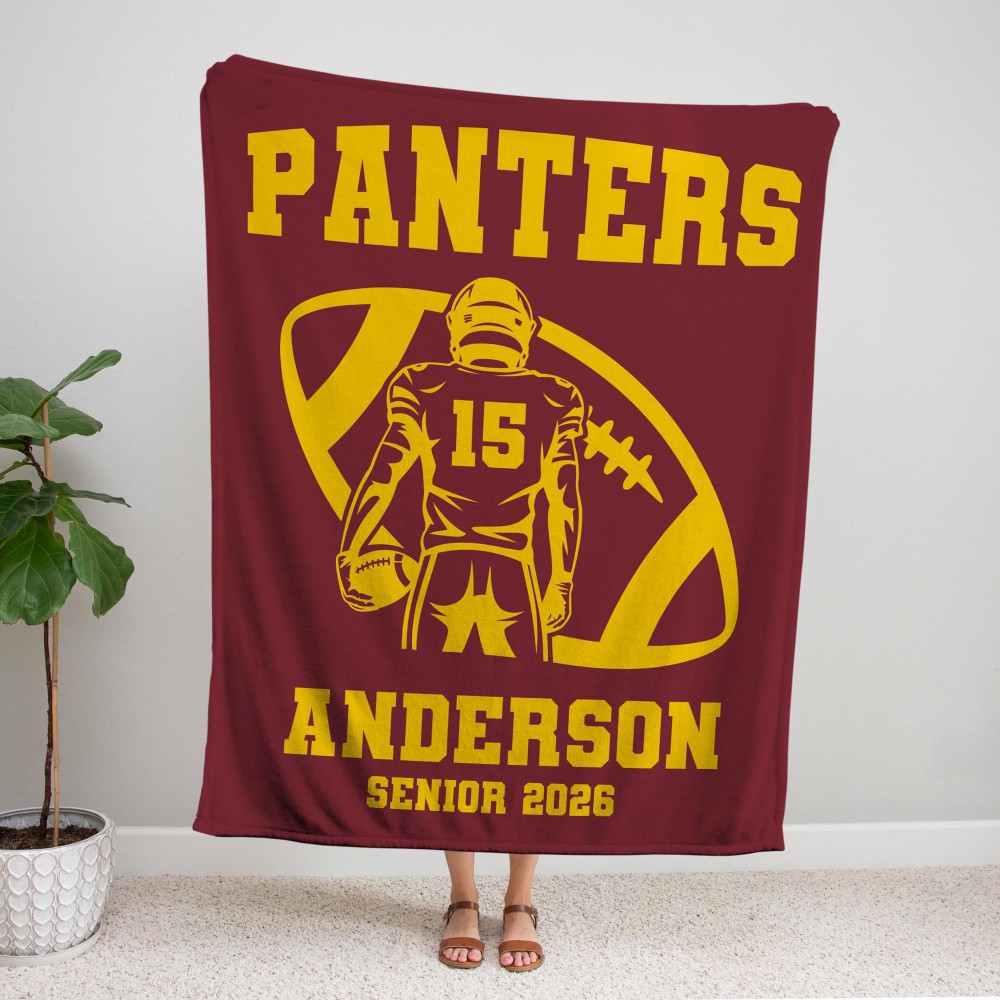 Personalized Football Blanket – Custom Player Name & Number