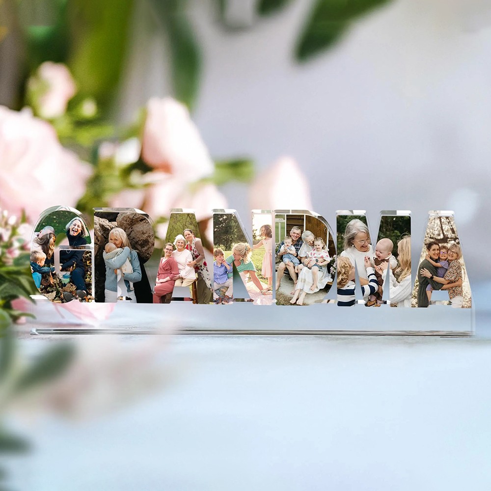 Personalized Grandma Photo Collage Acrylic Block Gift from Grandkids