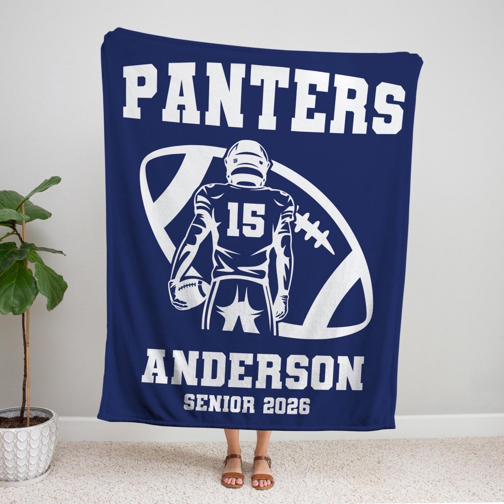 Personalized Football Blanket – Custom Player Name & Number
