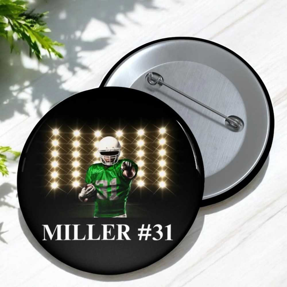 Personalized Sports Photo Pin Button | Custom Player Name, Jersey Number & Team | Soccer, Baseball, Football, Basketball & More