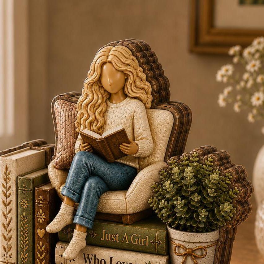 Personalized Reading Girl Wooden Decor Custom Name Gift for Book Lovers and Avid Readers